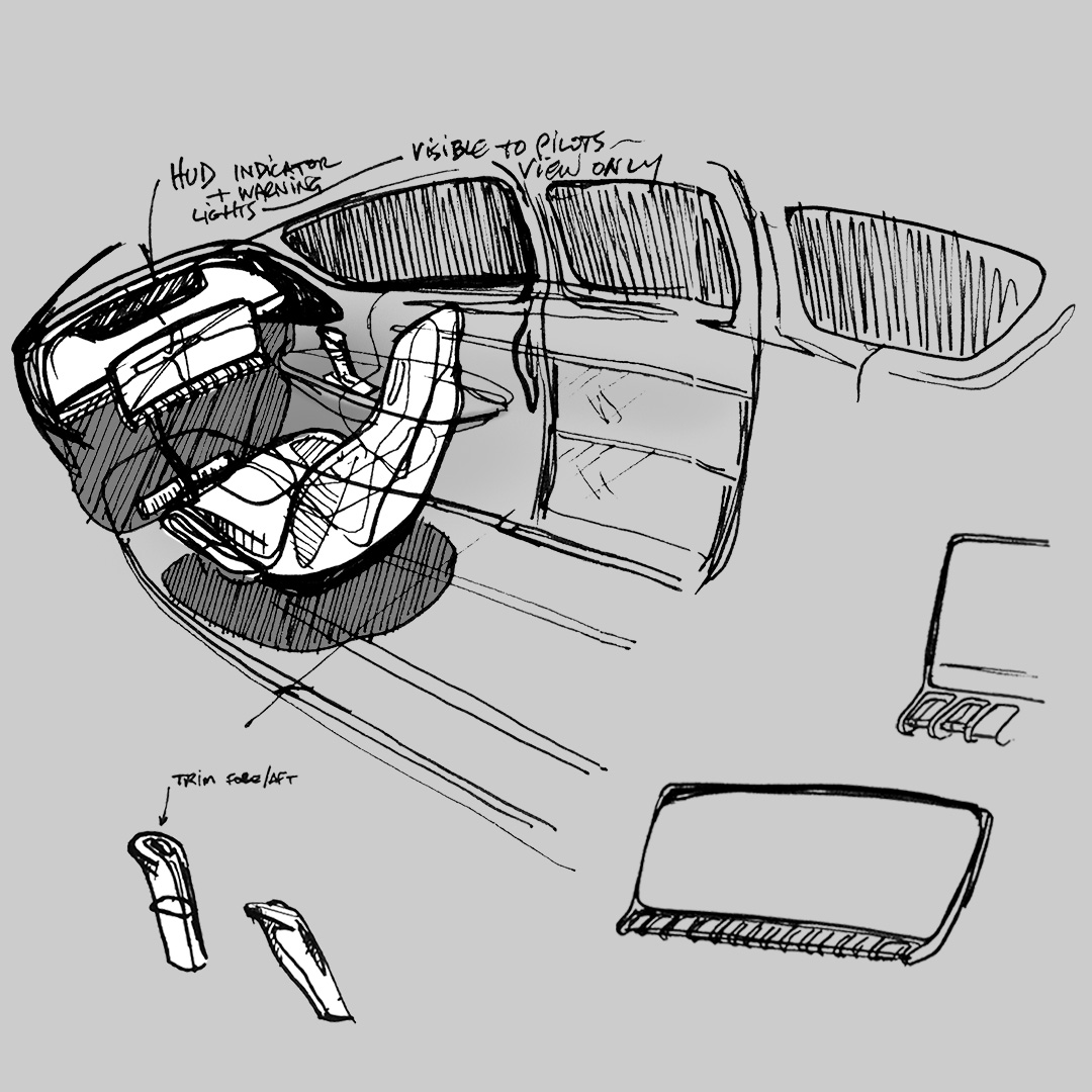 eVTOL Interior Ideation Sketch